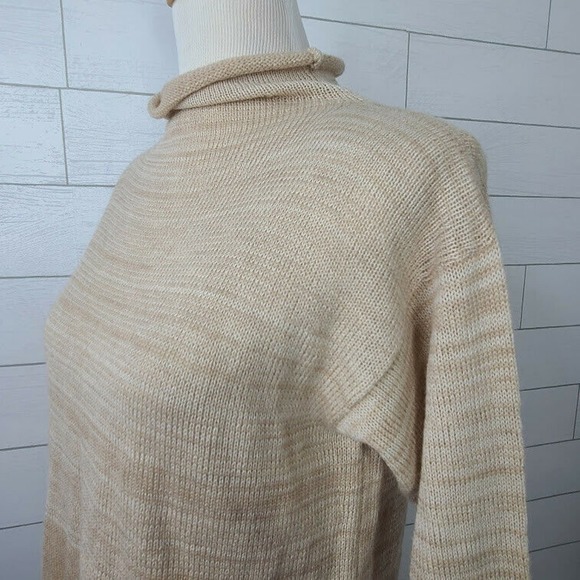 Krista Larson Sweater Mock Neck Layered Tan Beige Wearable Fiber Art Lagenlook - Picture 3 of 12